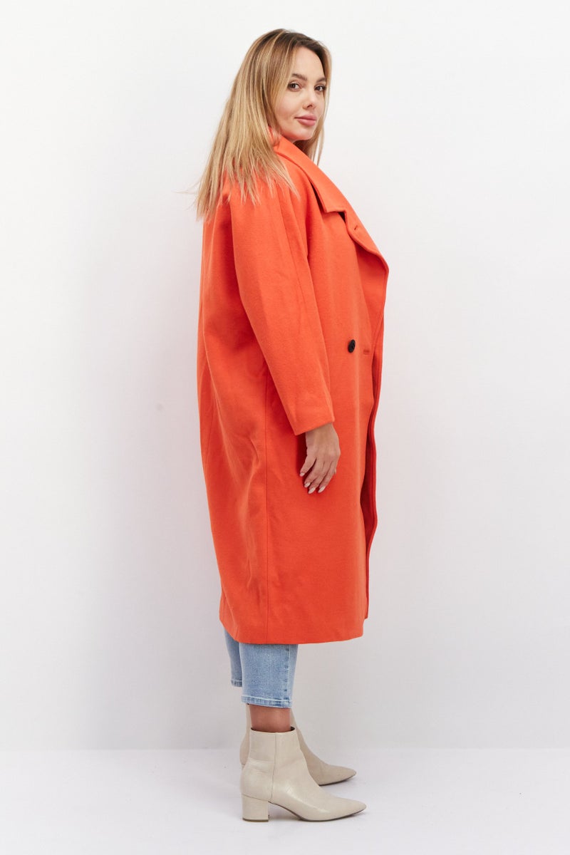 VERO MODA معطف ترينش بسيط للنساء، برتقالي - Image 4